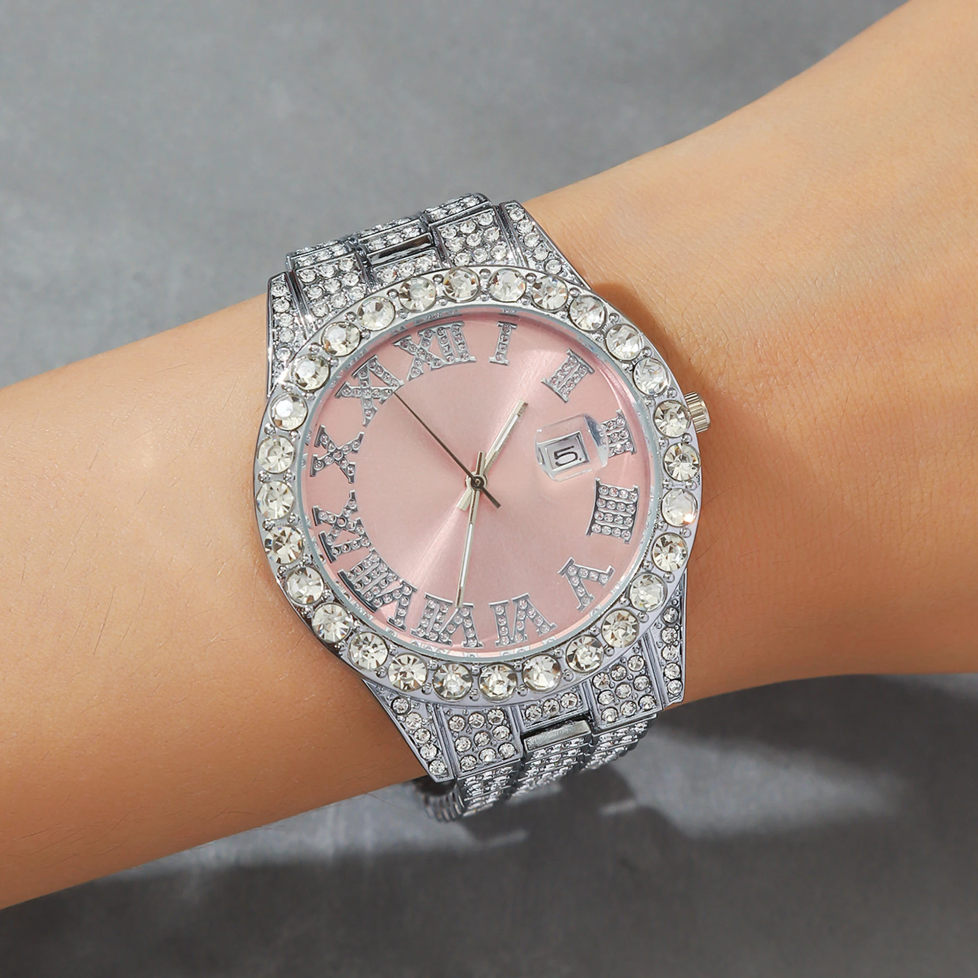 New foreign trade explosive diamond-studded Roman fashion with calendar women's watch women's watch women's models image 5