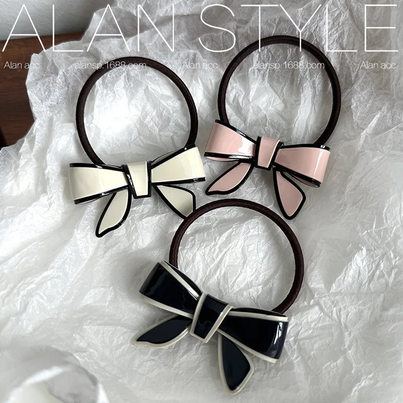 Korean Fashion Kawaii Acetate Bowknot Hairties for Girls Cute Elastic Rubber Bands for Children Hair Accessories