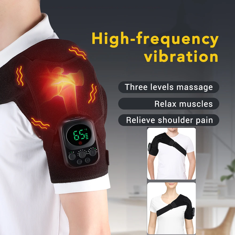 Electric Knee Shoulder Massage Pad with Heated Vibration Massage Belt Thermal Physiotherapy Brace for Knee Arthritis Rechargeabl