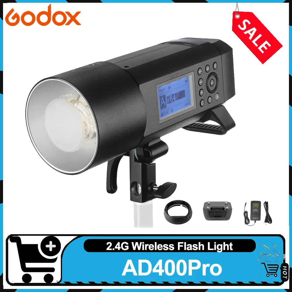 

Godox AD400 Pro Outdoor Flash Strobe Portable 400Ws 2.4G TTL 1/8000 HSS Monolight 0.01-0.9s Recycle 30W LED Modeling Lamp