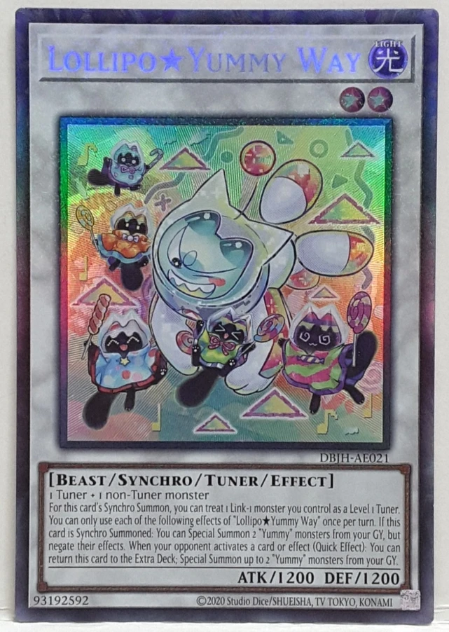 Yugioh KONAMI Duel Monsters DBJH-AE021 Lollipo ★ Tarjeta Coleccionable Rara de la Colección Yummy Way, Edición Asiática en Inglés, Estado Impecable