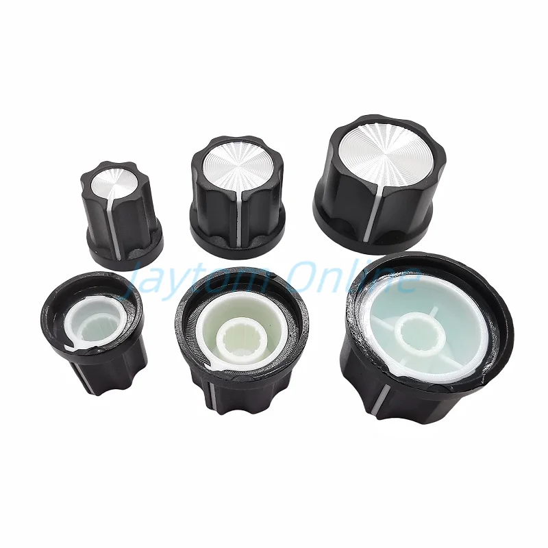 10pcs Plastic Switch Caps Diameter 15/20/25mm Height 16mm Potentiometer Encoder Knobs Gear Shaped Inner Hole 6mm