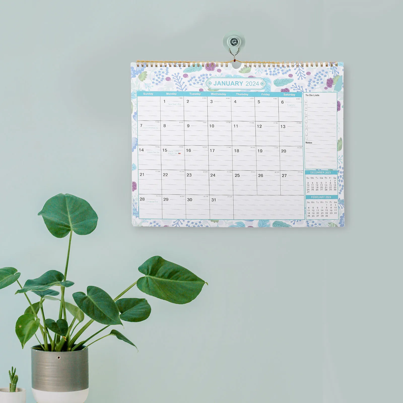 

Hanging Calendar 2024 English Monthly Wall Calendar Thick Safe Paper Material with Writing Space for Daily Planning Office Home