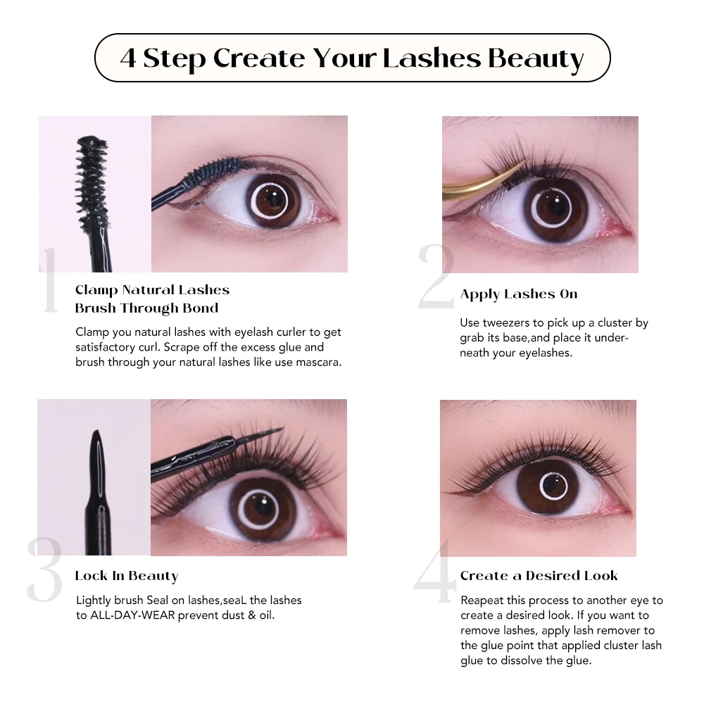 Gollee Lash Cluster fai da te 168 pezzi 2 in1 Bond & Seal Cluster Ciglia con rimozione pinzette Super Soft Premade Fan Ciglia Strumenti per il trucco