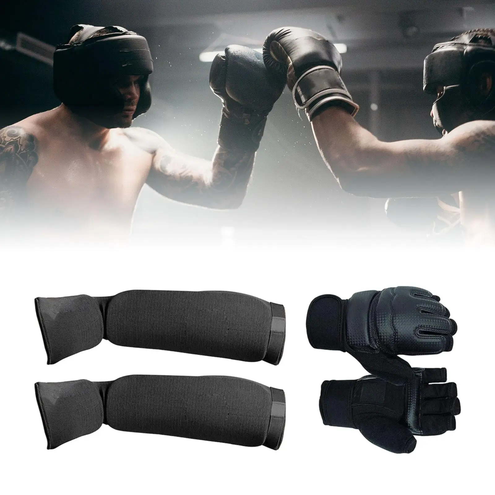 Muay Thai Kickboxing Shin Guards with Ankle Back Leg Instep Protection Pads for
