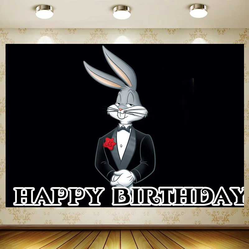 Bugs Bunny  Birthday Supplies Girl Party Banner Kid Cartoon Decoration Background Photography backdrop