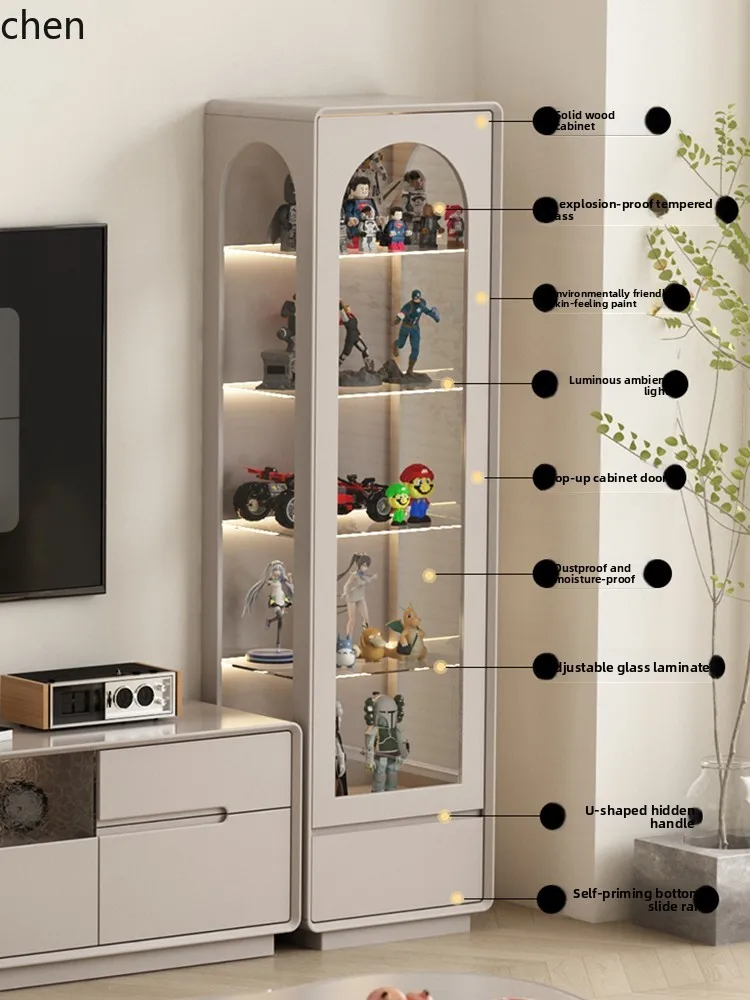 

QZT glass door display solid wood living room display storage wine cabinet household bookcase side cabinet
