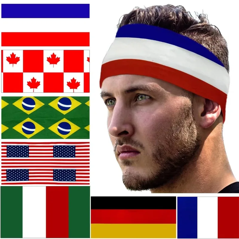US Flag Sports Sweatbands Headband Child Men Women Elastic Sweat Bands Yoga Bandana Headwraps for Golf Gym Running Tennis