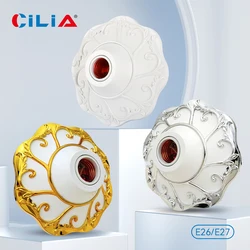 Cilia 전구 E26 E27 램프 거치대 베이스 소켓, 110V, 220 전압, 골드, 실버, 화이트 엠보스에 적합, 발코니, 복도용 1 개, 2 개, 4 개, 6 개