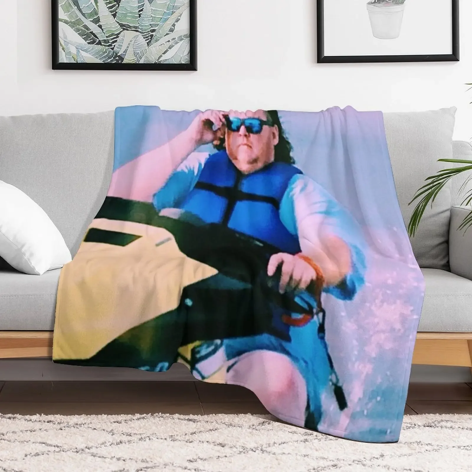 New James Garretson Riding a Jet Ski Throw Blanket Bed linens valentine gift ideas Blankets