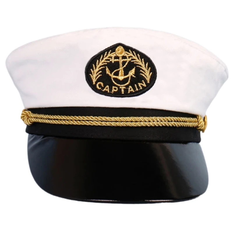 Children Captain Hat for Role Play Kids Party Props Hat Marine with Badge for Stage Performances Costume Headdress