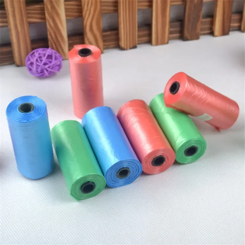 15pcs/Roll Pet Dog Poop Bags Dispenser Collector Garbage Bag Puppy Cat Pooper Scooper Bag Small Roll Outdoor Pets Clean Supplies