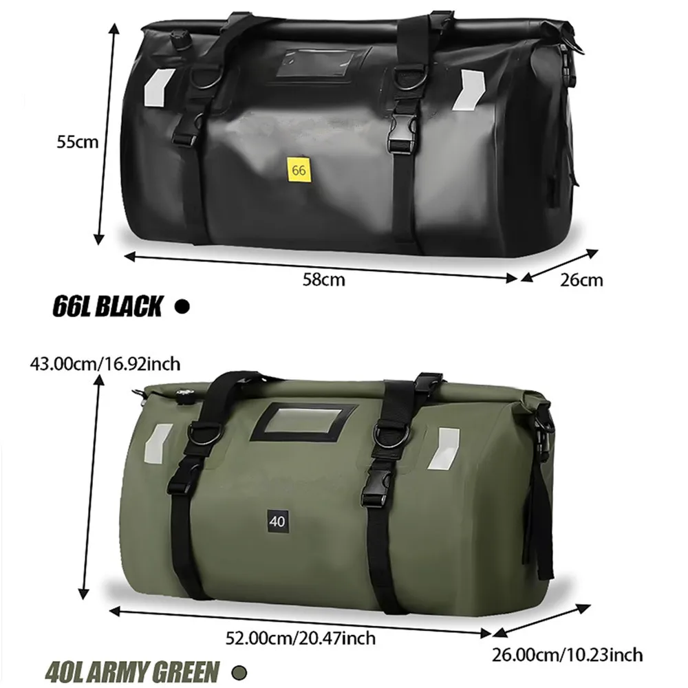 Universal Motorcycle Dry Bag PVC Duffle Bag 20L-100L Motorbike TailBag Rear Seat Luggage Roll Pack Bag Riding Camping Travel Bag