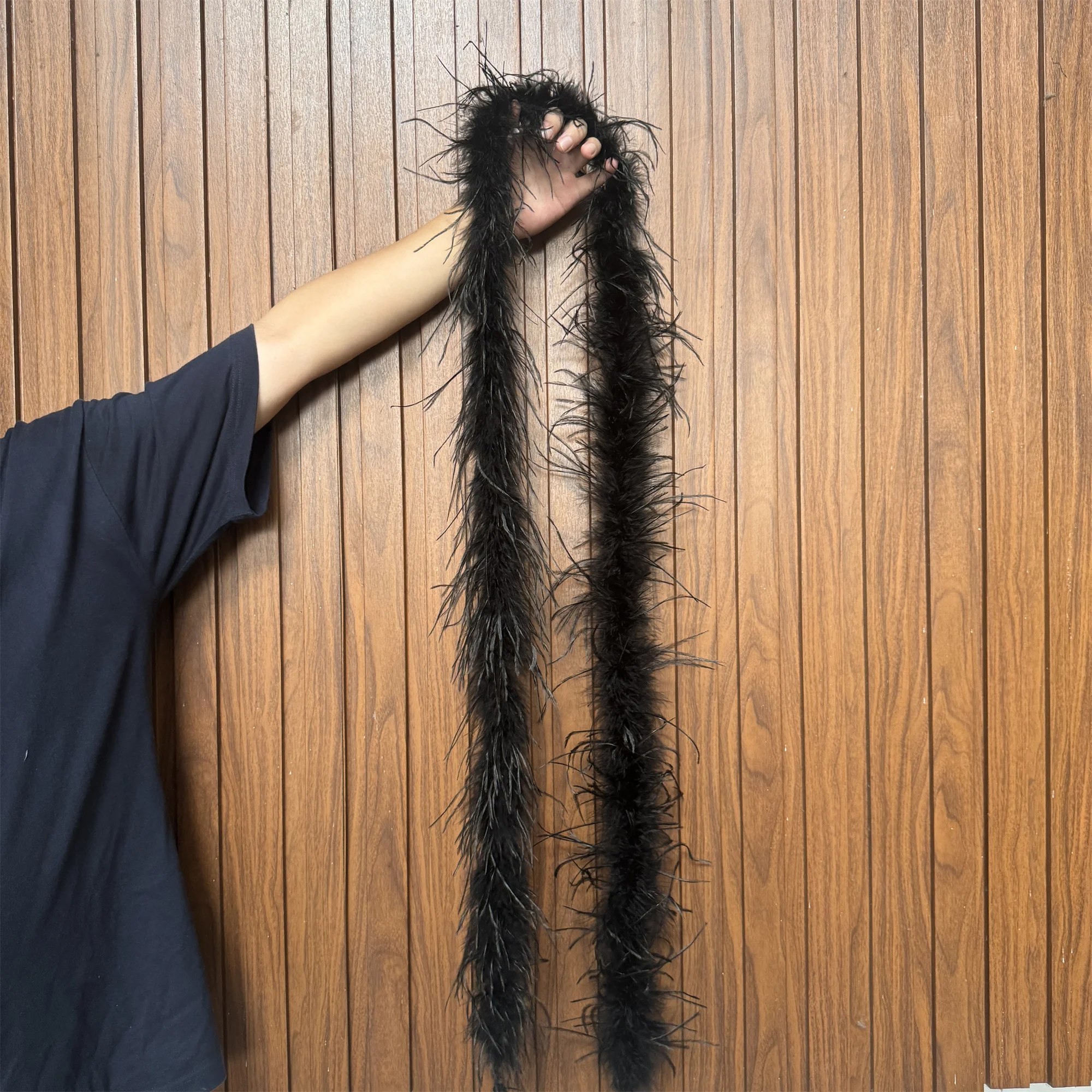 Boa De Plumas De Avestruz De 2 Metros – Bufanda Monocolor En Negro, Accesorio Para Disfraces Charleston, Carnaval Y Bodas, Suave Y Elegante