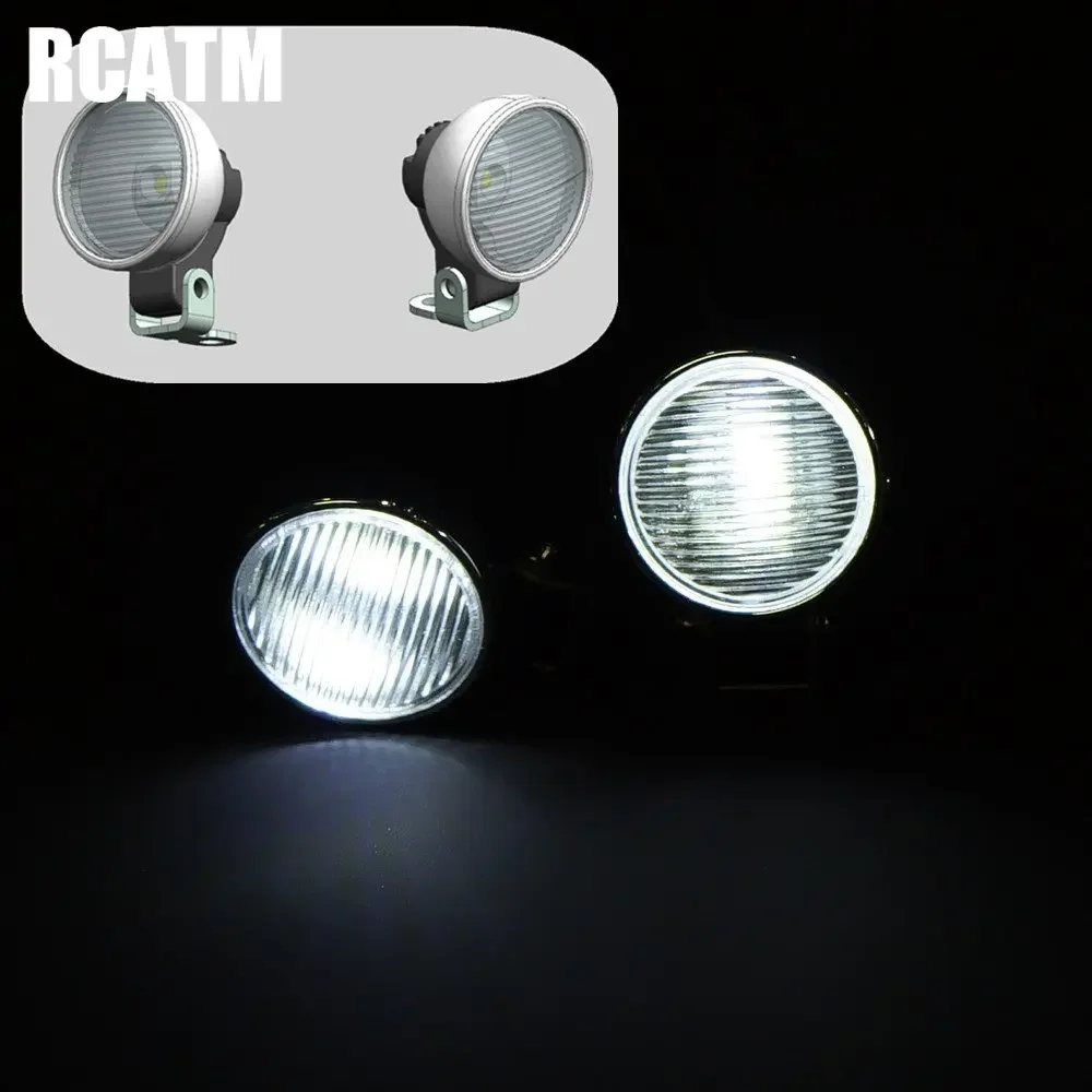 1 Pair LED White round spotlight Front and rear Headlights For 1/14 Tamiya RC Truck Scania Benz Actros MAN 1/10 TRX4 6 SCX10 5V