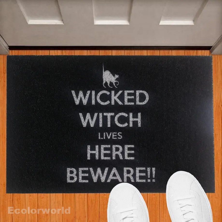 

Funny Wicked Witch Lives Here Doormat Entrance Welcome Mat Outdoor PVC Rugs Custom Floor Mats Carpet Dust Proof Home Decor