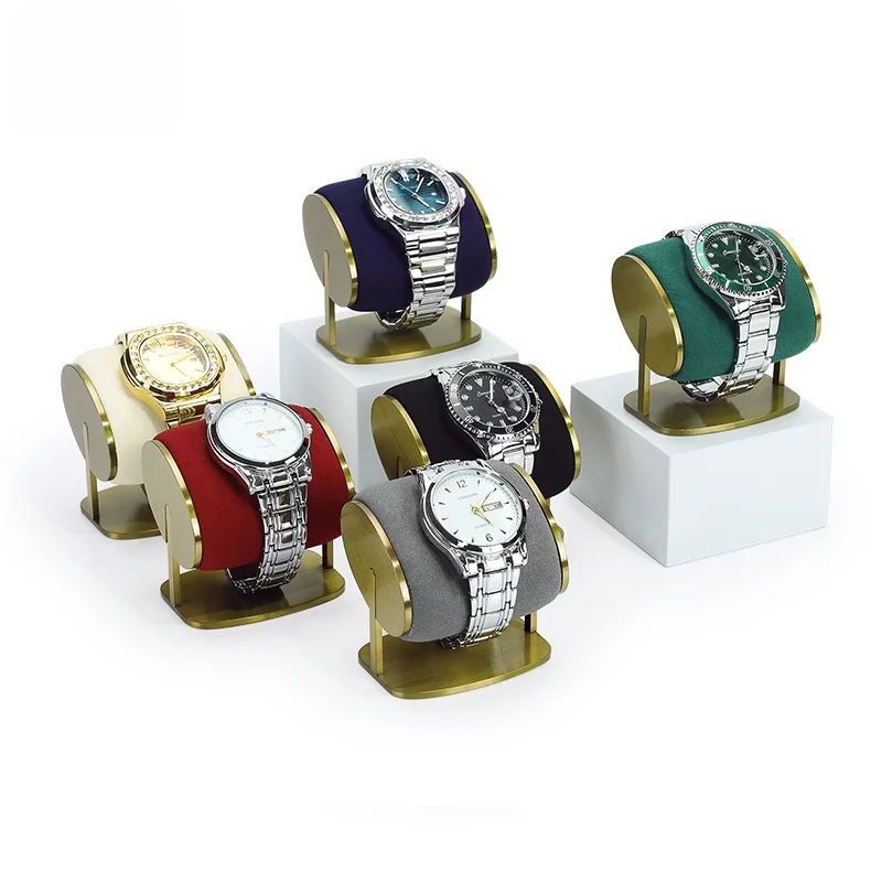 high-end-watch-display-stand-watch-holder-bracket-wristwatch-placement-frame-jewelry-store-square-shape-velvet-cushion-base