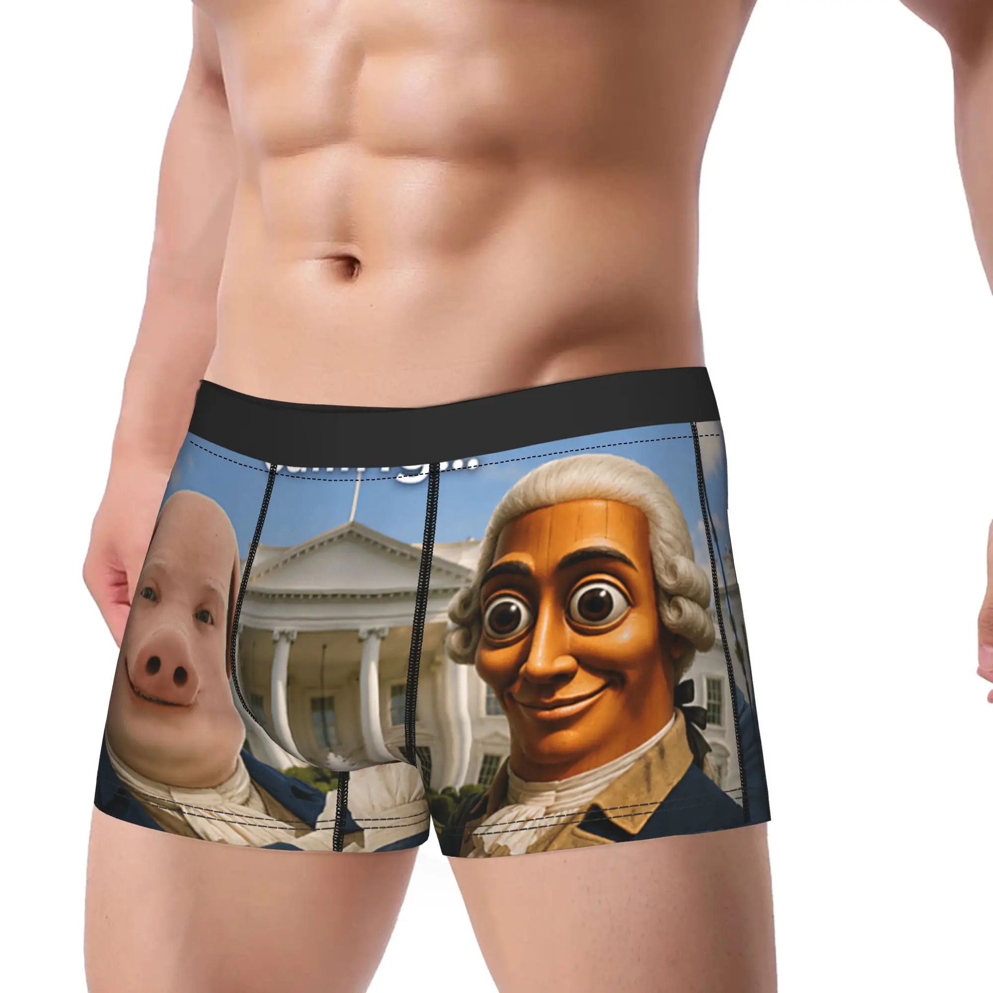 America Founding Fathers Brainrot John Pork Sahur July 4th Underwear  Print Boxershorts Man Underpants Classic Shorts Briefs