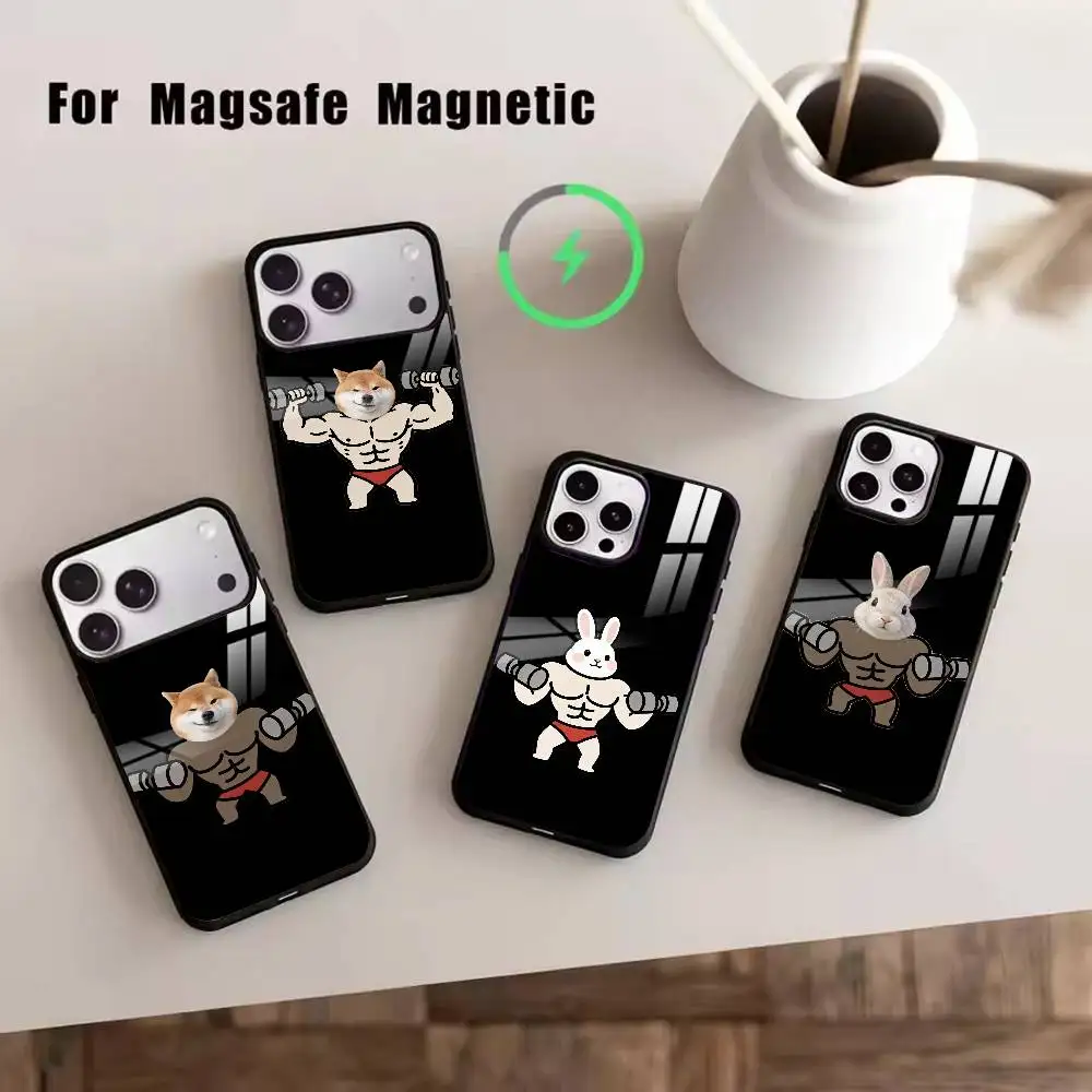 

Cartoon Muscle Animals Phone Case For iPhone17,16,15,14,13,12,11 Plus,Pro Magnetic with Magsafe Wireless Charging