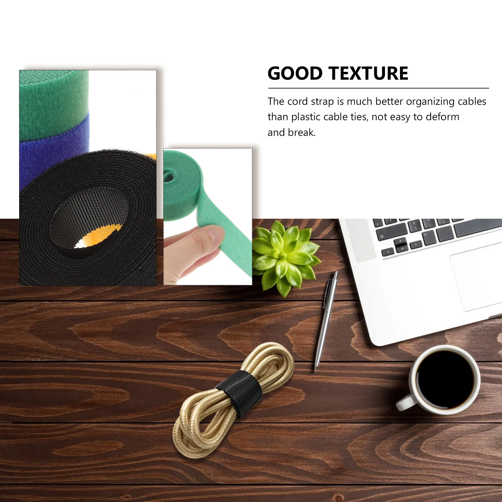 

5 Rolls Self-Adhesive Cable Straps Reusable Cord Organizer for Earphone Data Audio Network Cables Household Wire