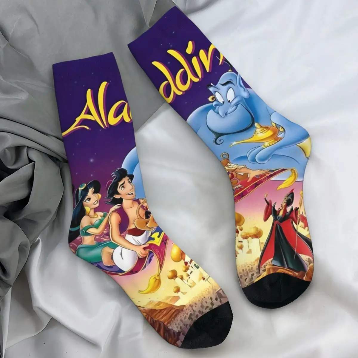 Men Socks   Aladdin Jasmine Cartoon Stockings Winter Elegant Medium Soft Socks Design Running Anti Slip Socks