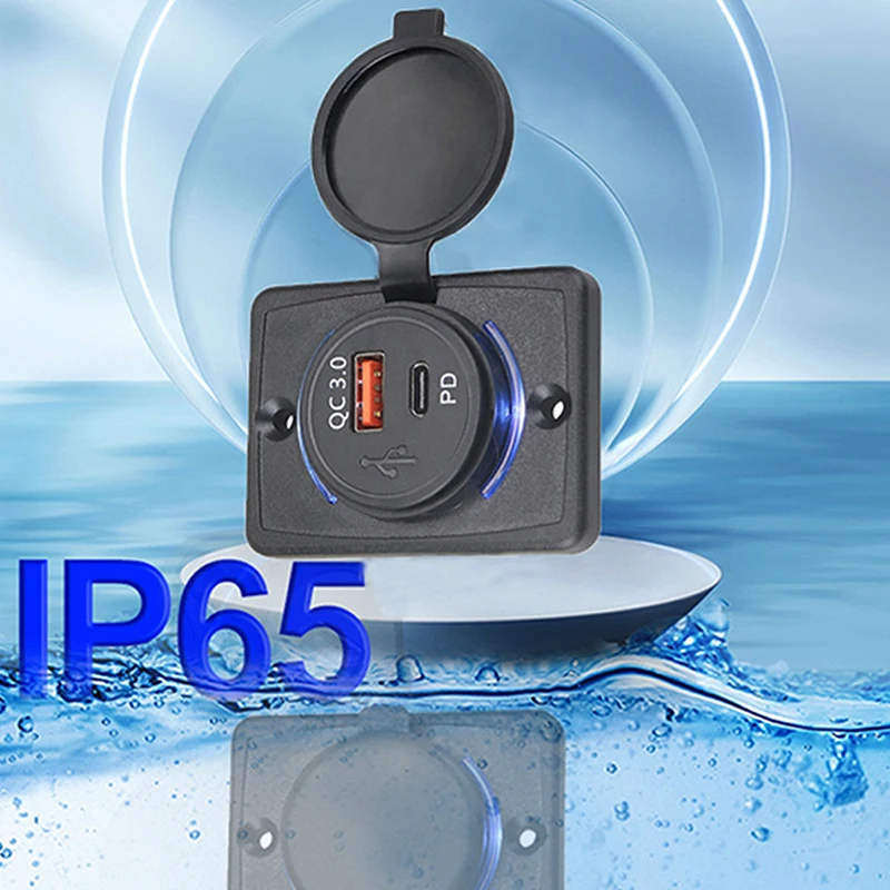 B21PD QC + PD/ B21 A + C 3.1A شاحن سيارة المزدوج USB محول شكل دائري مقاوم للماء Soacket محول الطاقة التبديل لسيارة شاحنة قارب