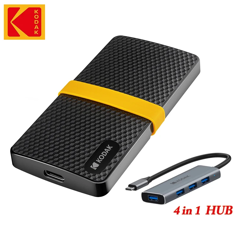 KODAK Portable SSD 2TB External mobile solid state drive 256GB 512GB 1TB Type C USB3.1 GEN2 HDD Hard Drive for PC Laptops PS4