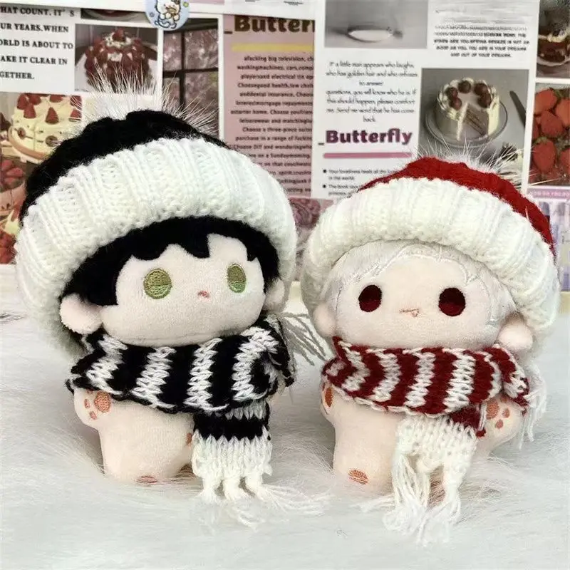 

In Stock Winter 10cm Doll Clothes Set Plush Doll Scarf Hat Full Set Cotton Doll Dress-Up Items Kids Christmas Gifts Girls Gift
