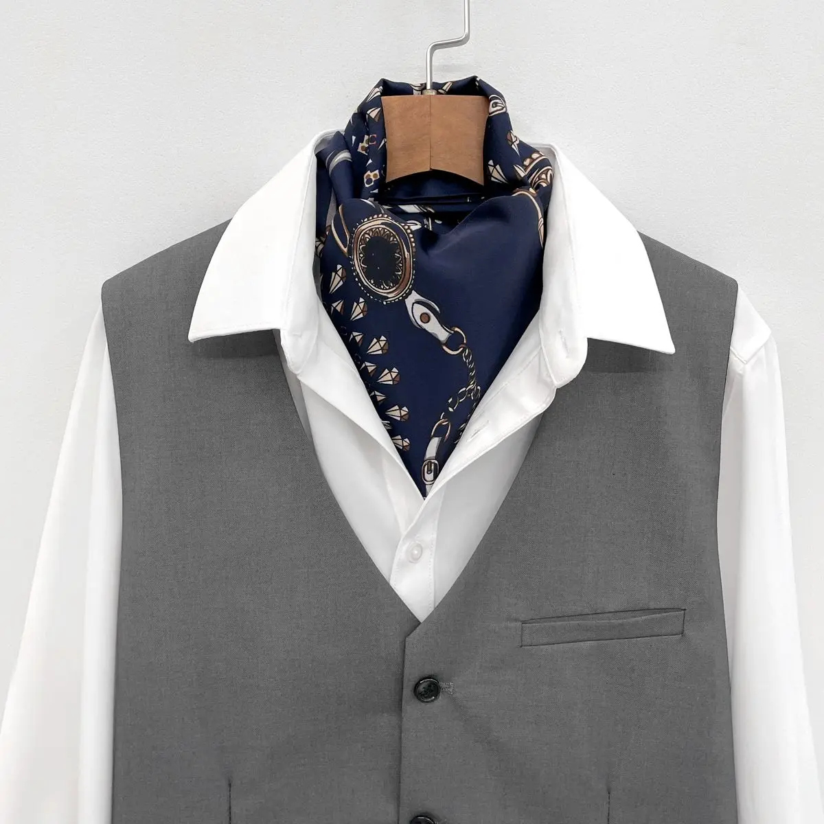 Men's Small Scarf Business Retro Matching Suit Shirt Layering Neck Scarf Long Spring Autumn Scarf Fashion Wide Necktie