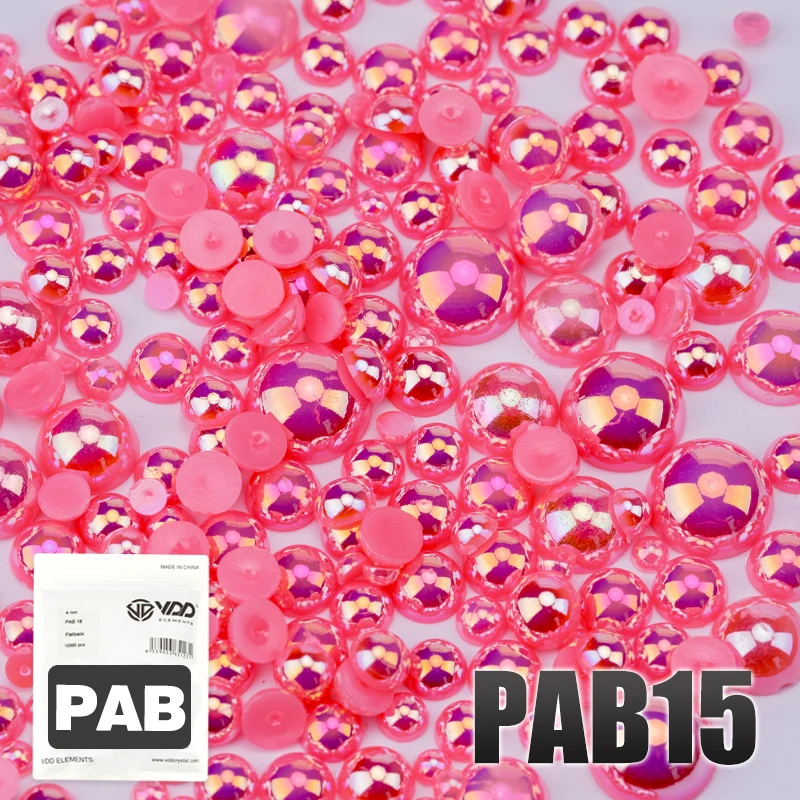 VDD Farbe AB Großhandel Makronen ABS Imitationsperle Halbrunde Flache Kunststoffperlen – Detail 4