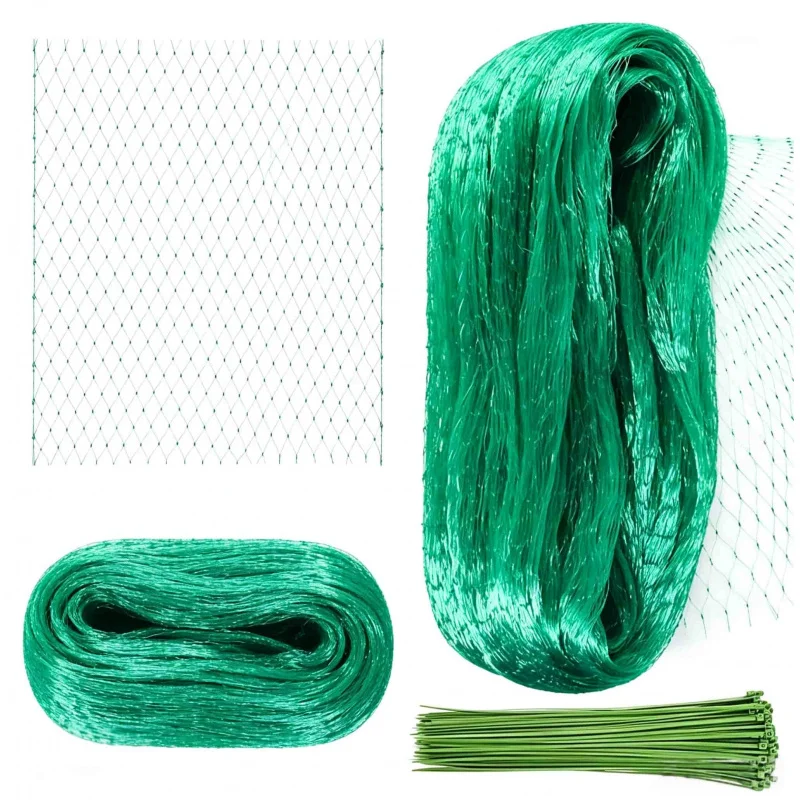 13x33 Feet Protective Bird Net for Strawberries with 50 Root Ties - Plant Cover for Fruits Vegetables & Seedlings