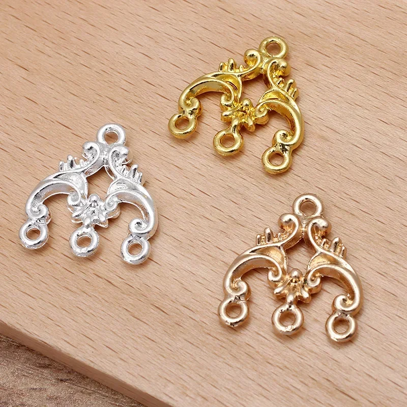 2022 New 19*31mm 10pieces/bag Zinc Alloy Flowers Lamp Shape Charms Connectors Pendants for Girls Earrings Jewelry Accessories