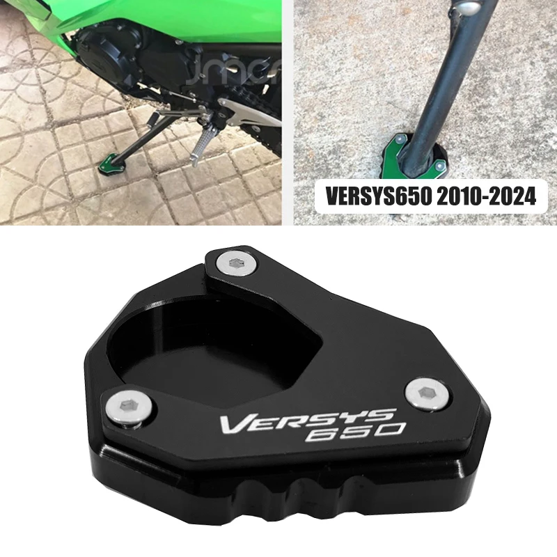 For KAWASAKI VERSYS650 VERSYS 650 2010-2024 2023 Accessories Motorcycle Side Stand Extension Kickstand Pad Enlarger Foot Plate