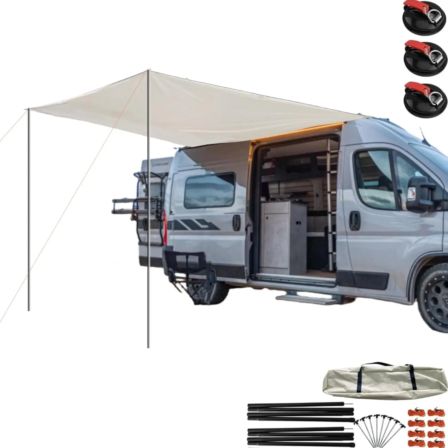 

Portable Car Suction Cup Awning Large Waterproof Awning Without Roof Rack Upf 50+ Sun Protection