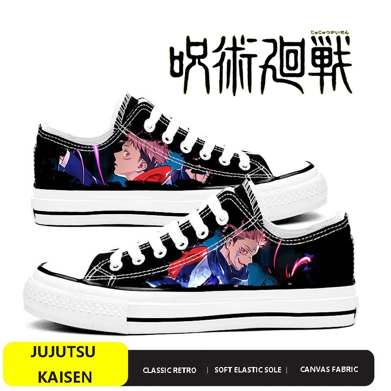 Anime Jujutsu Kaisen Casual Canvas Shoes Cartoon Gojo and Geto Sneakers Basketball Shoes Comfortable Flat Shoes Birthday Gift