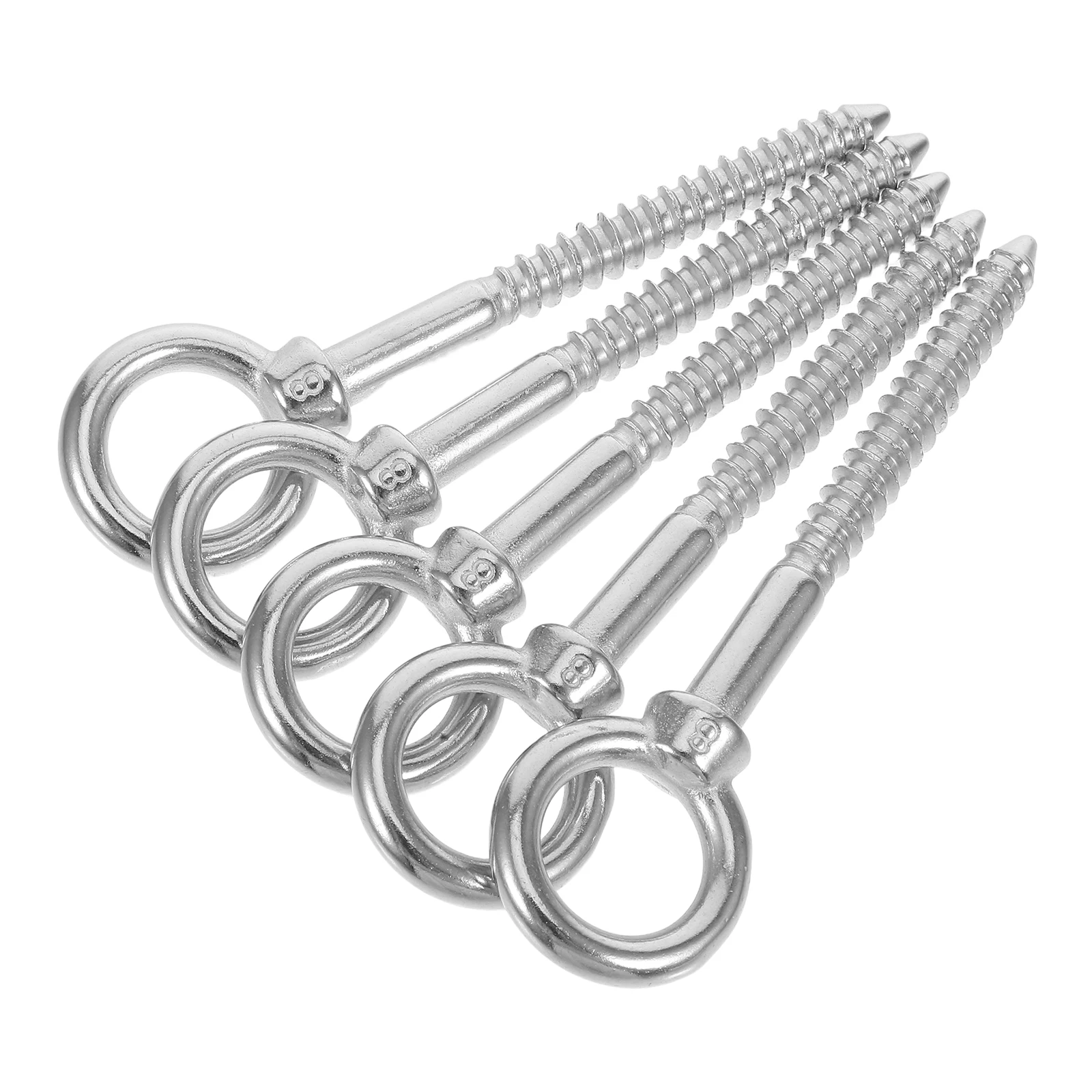 5 Pcs Stainless Steel Rings Hammock Ceiling Hooks Self-tapping Screw Eye Screws