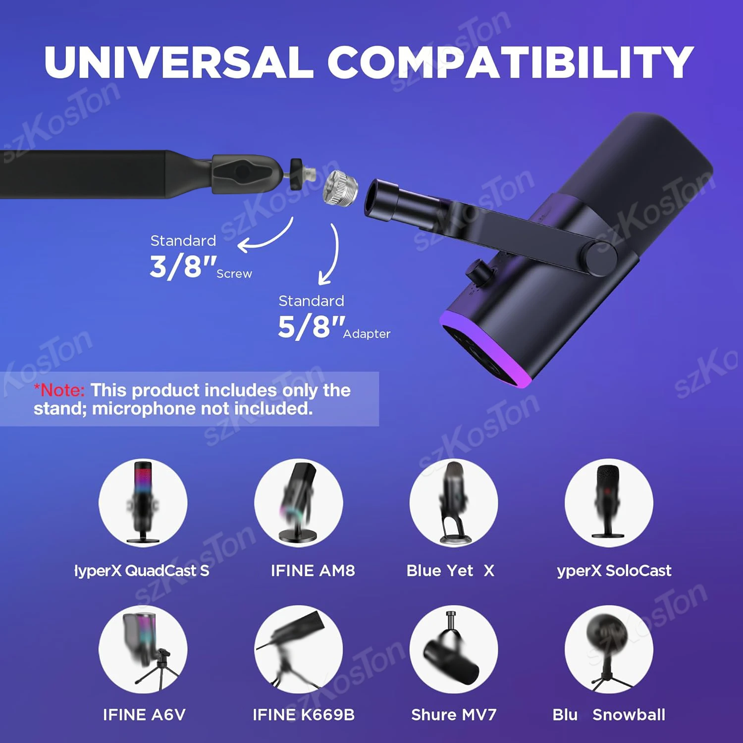 薄型マイクスタンド 調節可能なマイクアーム ケーブル管理付き 金属製マイクブームアーム SM7B MV7 AM8 K688 HyperX QuadCast対応