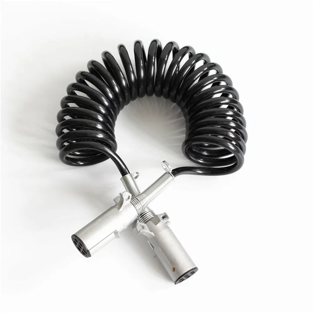J6 7 Pin Spiral Cable Trailer ABS Brake Air Line Hose Spring Coil Wire