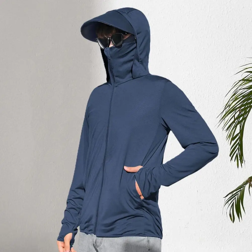 Soft Men Summer Sunscreen Coat Heat Dissipation Sun Clothing Hooded Soft Men Summer Jacket Sunshade