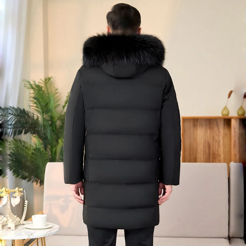 Lange Donsjack Mannen Witte Eendendons Jassen Winter Puffer Jas Mannen Capuchon Klassieke Veren Jas Gewatteerde Puffer Jas Man Kleding