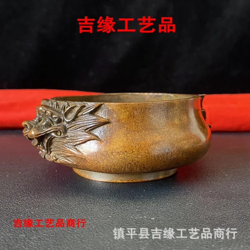 Incense Burner Lion Head Binaural Incense Burner Copper Antique Finish Home Decorations with Lid Zodiac Incense Burner Heart Sut