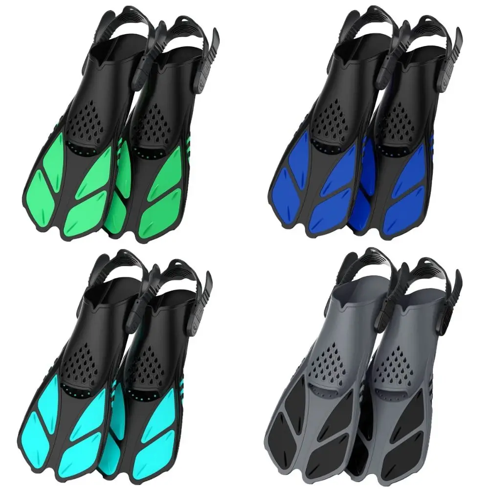 Durable Silicone Snorkel Fins Open Heel Adjustable Buckles Swimming Fins Lightweight Swimming Flippers for Adult Men Womens