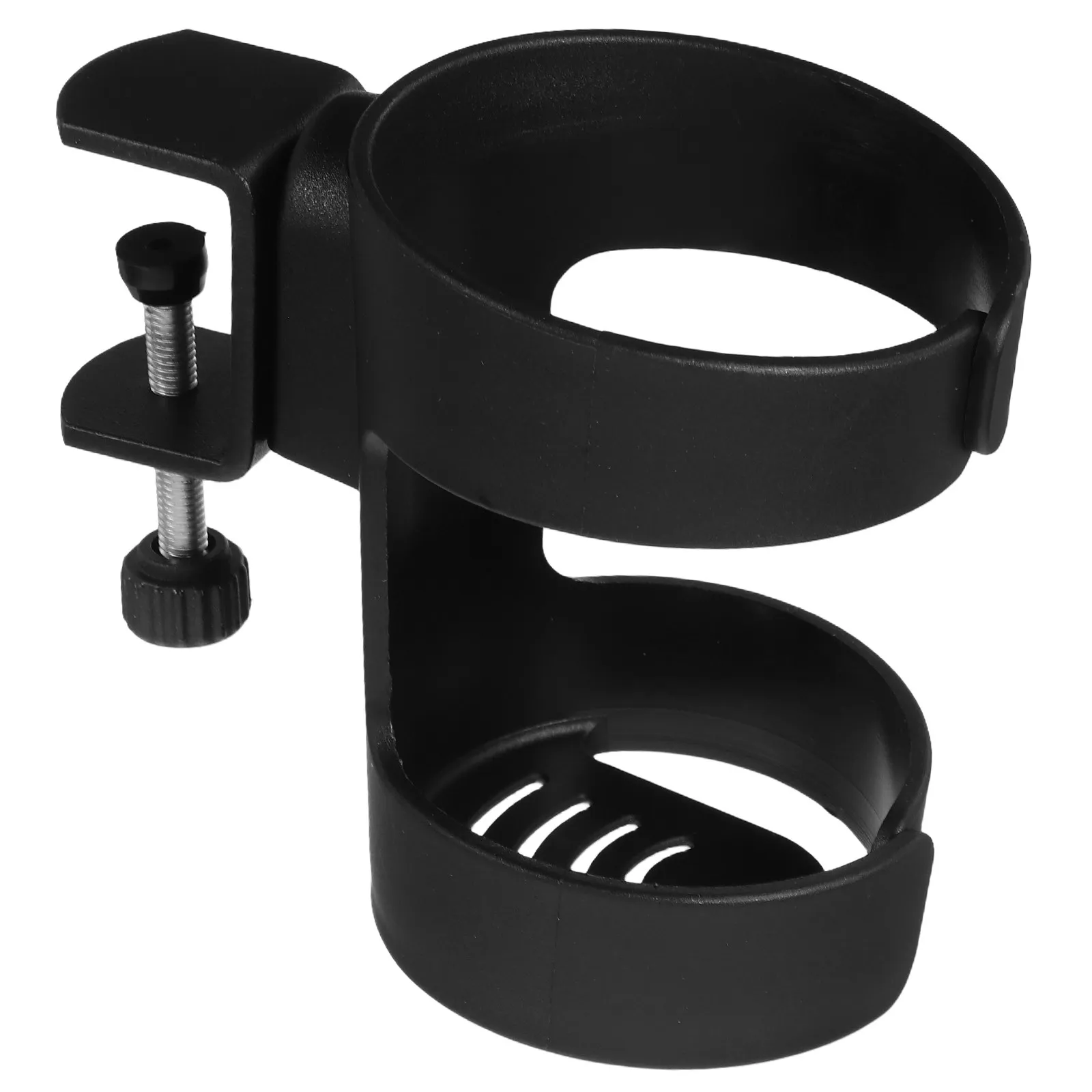 Metal Desk Clamp Cup Holder Adjustable Strong Grip for Mugs Bottles Drink Containers Fits 0.4-2.4 Inch Edges Office Gaming Study