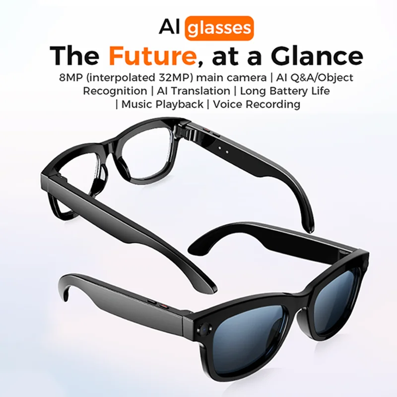

Сверхлегкие очки с искусственным интеллектом, камера 8 МП, 32 МП, интерполяция, перевод в реальном времени, длительный срок службы батареи, совместимое стекло для мужчин и женщин
