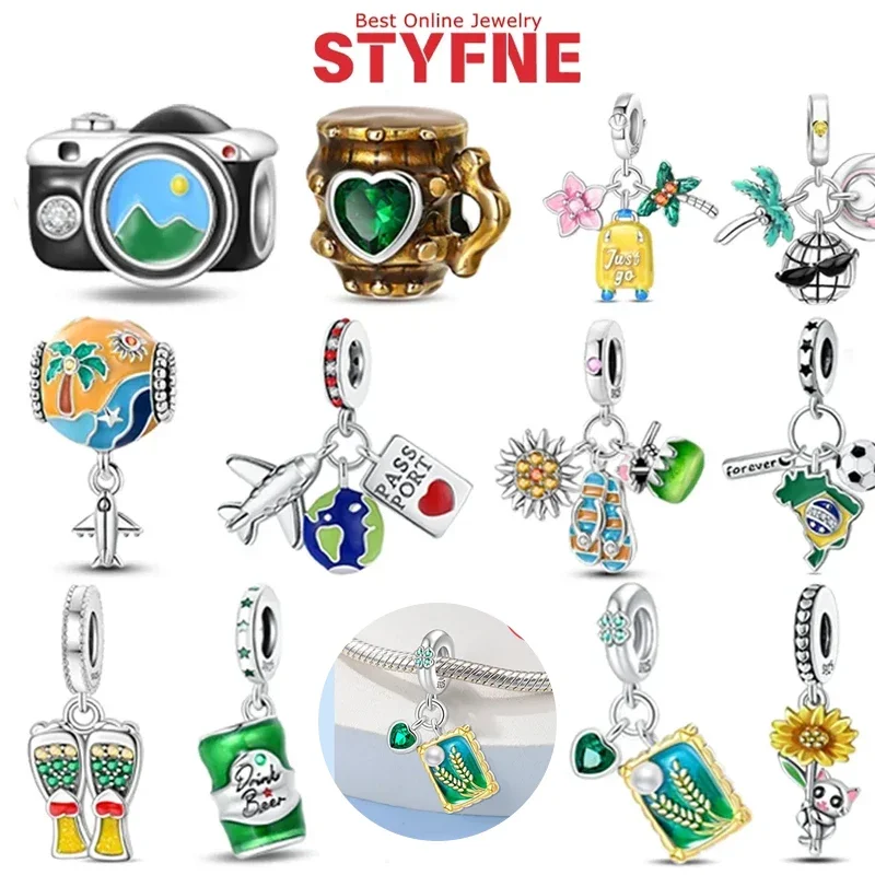 925 Sterling Silver Scenery Camera Charms Beads Fit Original Bracelets Bag Keychain Charms Beads Pendant Diy Women Jewelry Gift