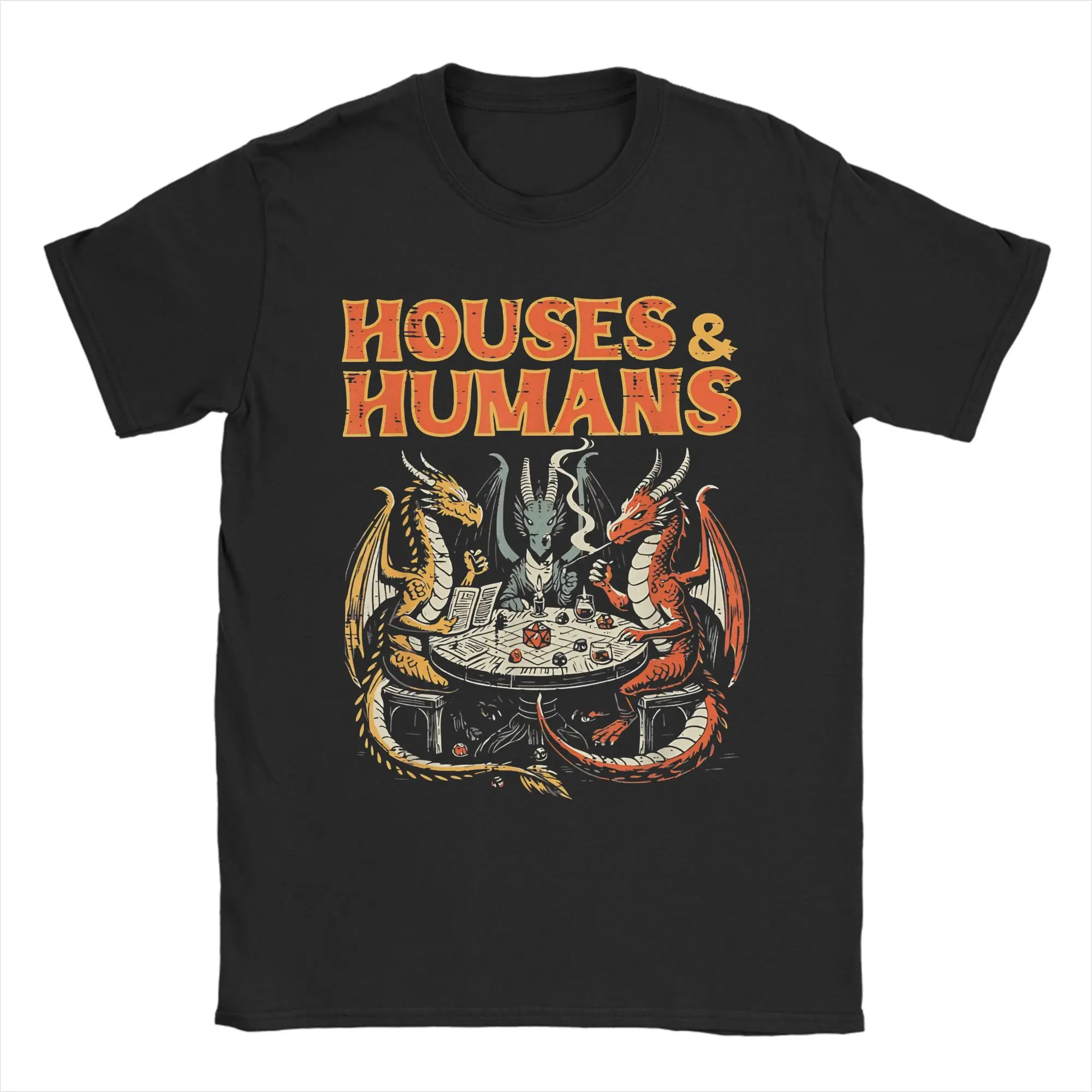 Houses And Humans Playing Dice Lustige RPG-Gaming-T-Shirts DnD Neuheit Baumwoll-T-Shirts Rundhals-Kurzarm-T-Shirt 4XL 5XL 6XL – Detail 1