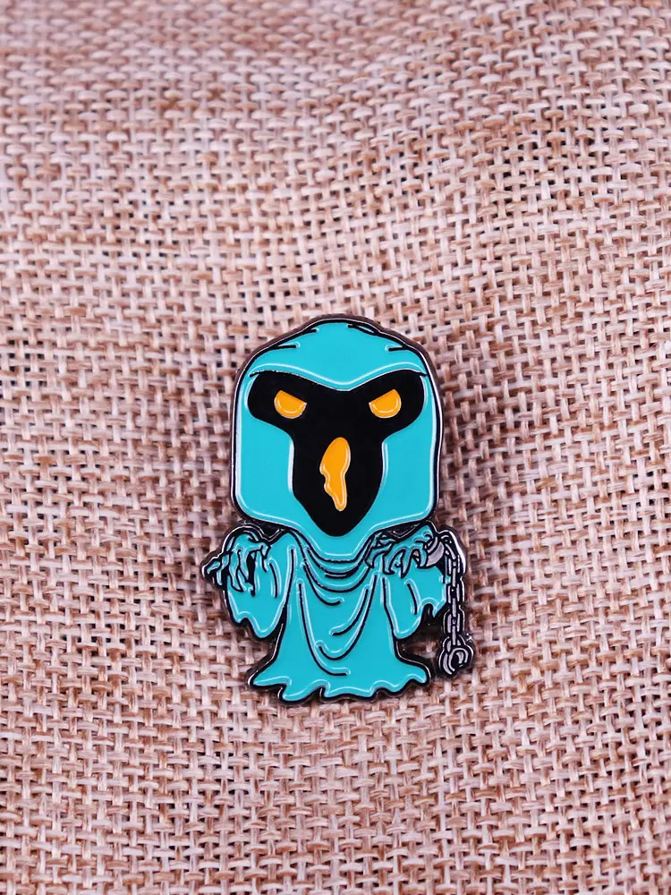 دبوس مطلي بظلال Phanttom من ScoooobyDooo دبوس مطلي بالمينا لون أخضر رداء شبح اشرار كرتونية شارة بروش زينة الظهر مجوهرات #4