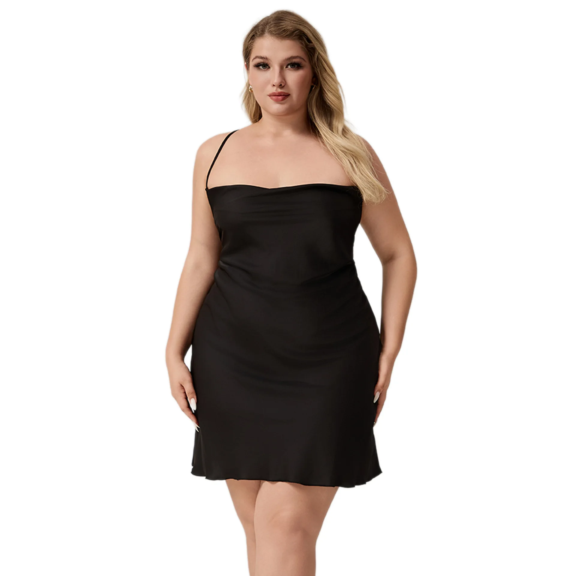 

New Large-size Camisole Women's Pajamas, Ice Silk, Large-size, Simple and Sexy Short Nightgown, Women's Home Wear