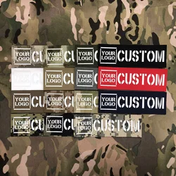 Logo personalizzato bandiera taglio Laser luminoso grande nome Patch nastri lettere bianche tattiche Morale militare softair