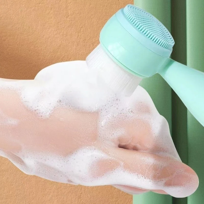 แปรงล้างหน้าแบบนุ่มสองด้าน 1 ชิ้น แปรงซิลิโคนทำความสะอาดรูขุมขน ​ ​   แปรงล้างหน้า